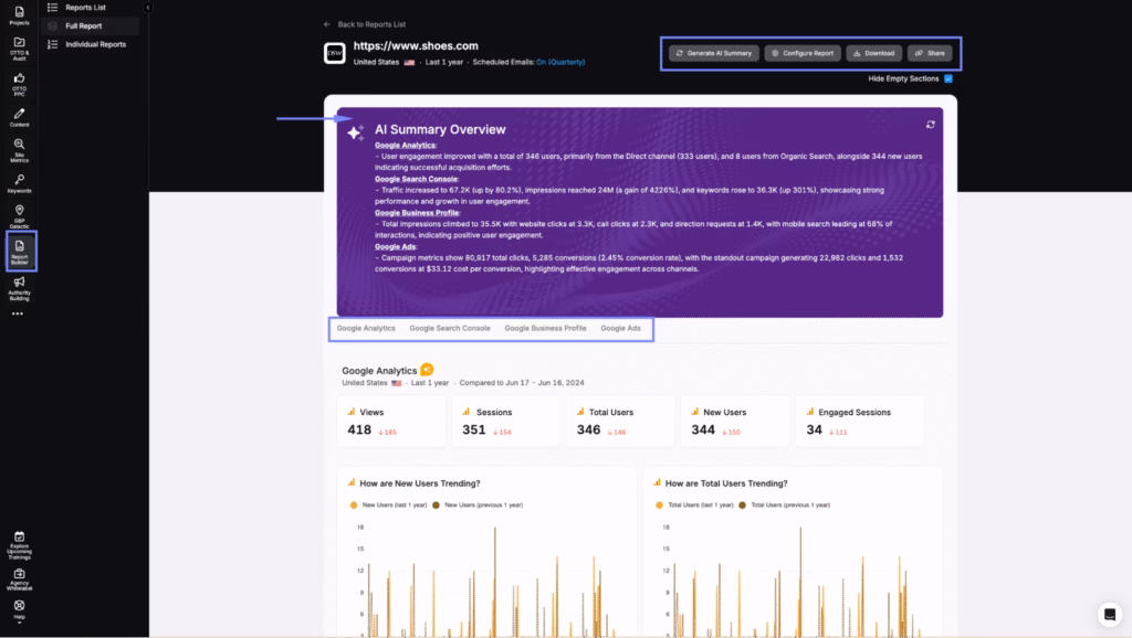 search atlas report builder tool