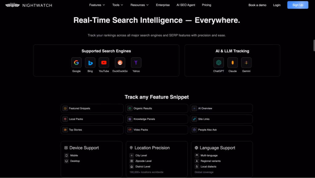 Nightwatch search visibility tracking for systems