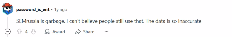 Inaccuracies in data in Semrush review