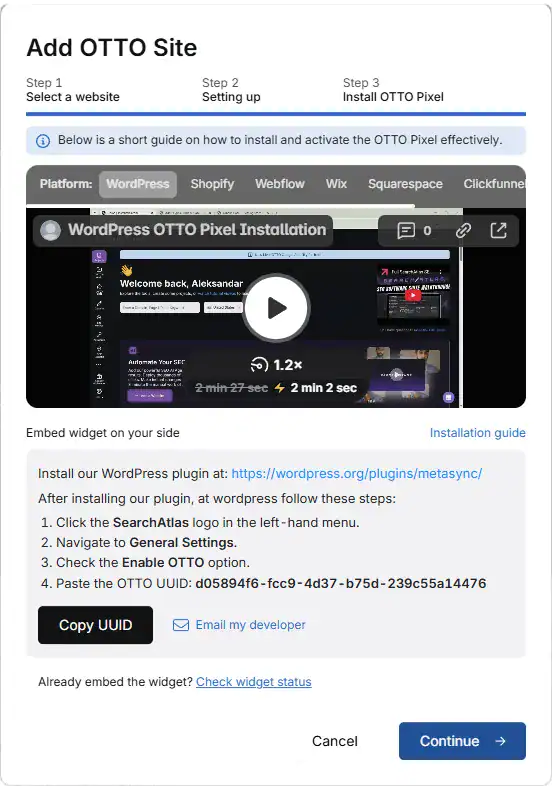Next, proceed with the tutorial to install OTTO.