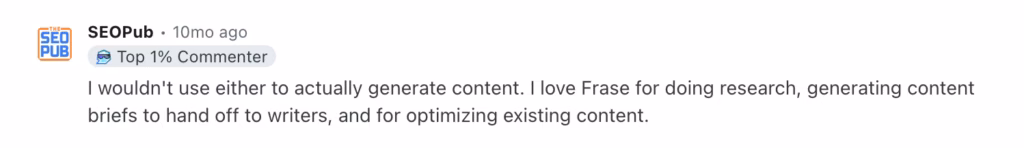 frase io reddit comment