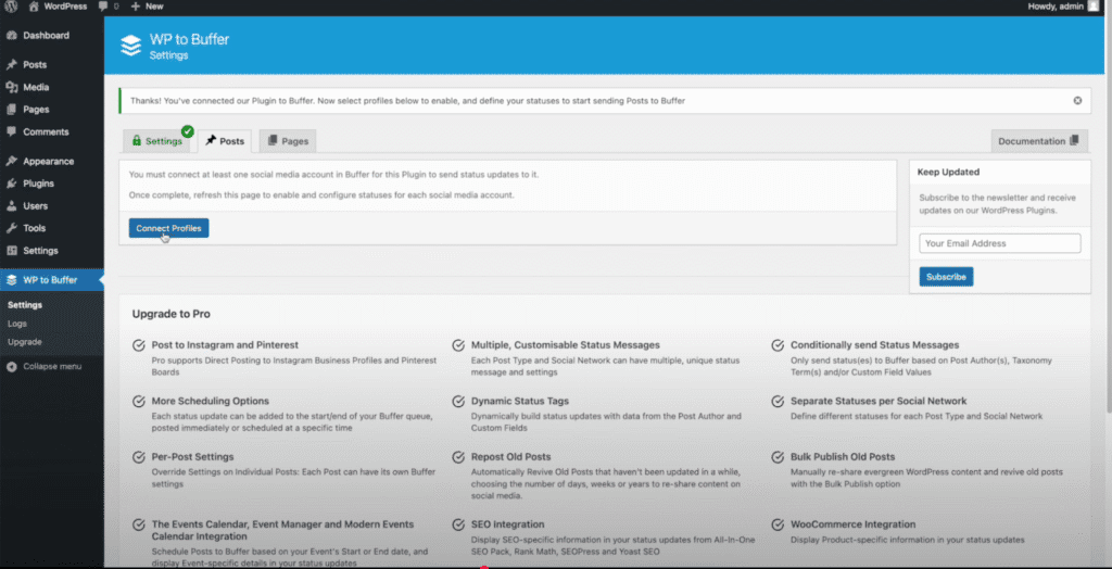 WP to Buffer dashboard